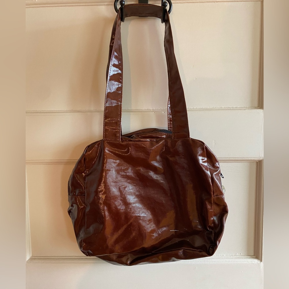 KISIM Women's Soft Bronze Chocolate Brown Zip Tote Shoulder Bag Made in Israel